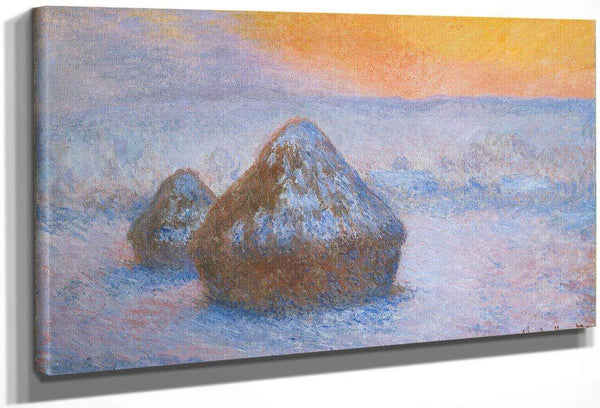Stacks Of Wheat (Sunset Snow Effect) By Monet Claude Fine Art Print