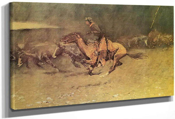Stampeded By Lightning Aka The Stampede By Frederic Remington Fine Art Print