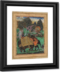 Sultan Ibrahim Adil Shah Ii Riding His Prized Elephant Atash Khan By Farrukh Beg Fine Art Print