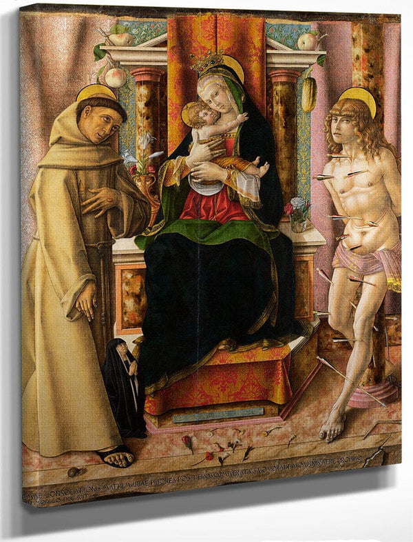 The Virgin And Child With Saints Francis And Sebastian 1491 By Carlo Crivelli Fine Art Print