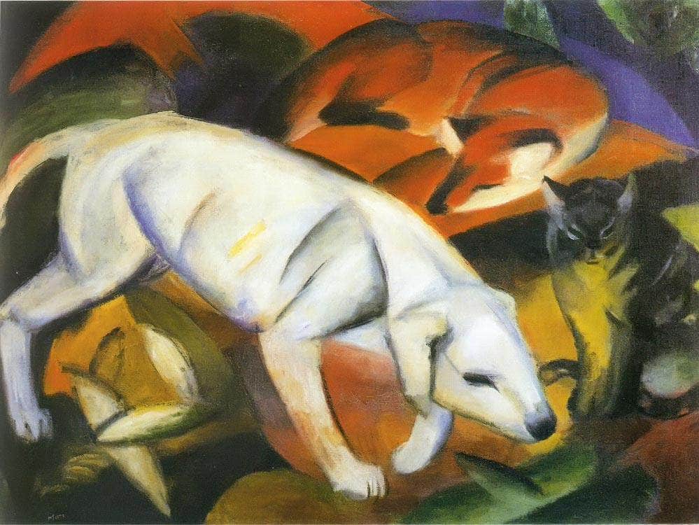 Three Animals Dog Fox And Cat By Franz Marc Fine Art Print