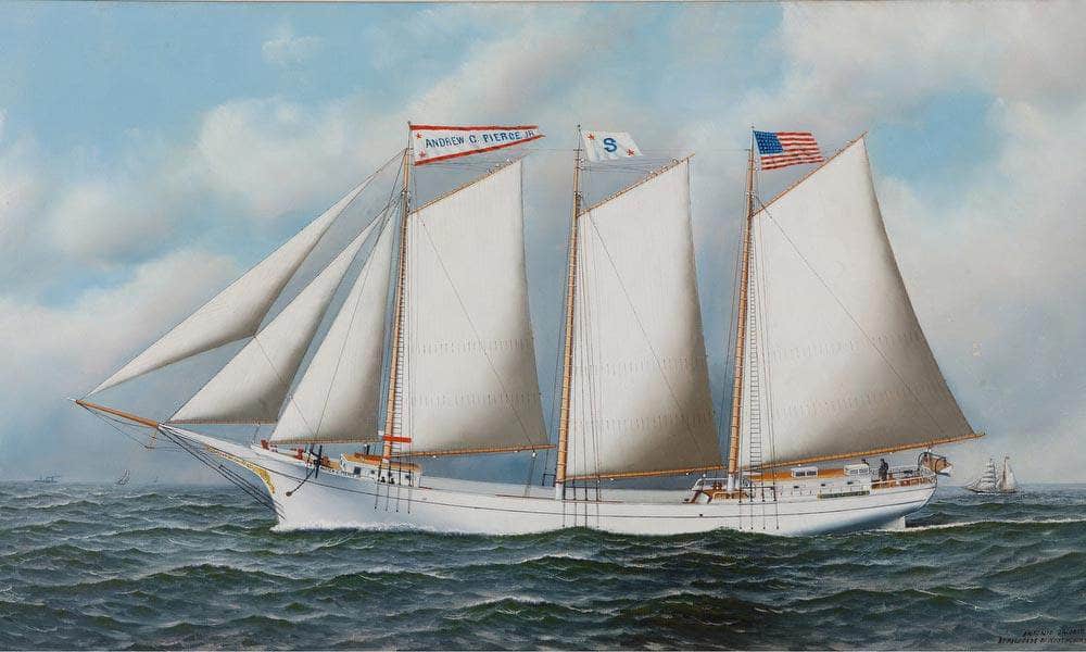 Three Masted Schooner  Andrew C. Pierce  1905 By Antonio Jacobsen Fine Art Print