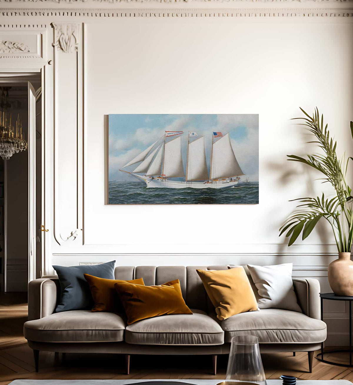 Three Masted Schooner  Andrew C. Pierce  1905 By Antonio Jacobsen Fine Art Print