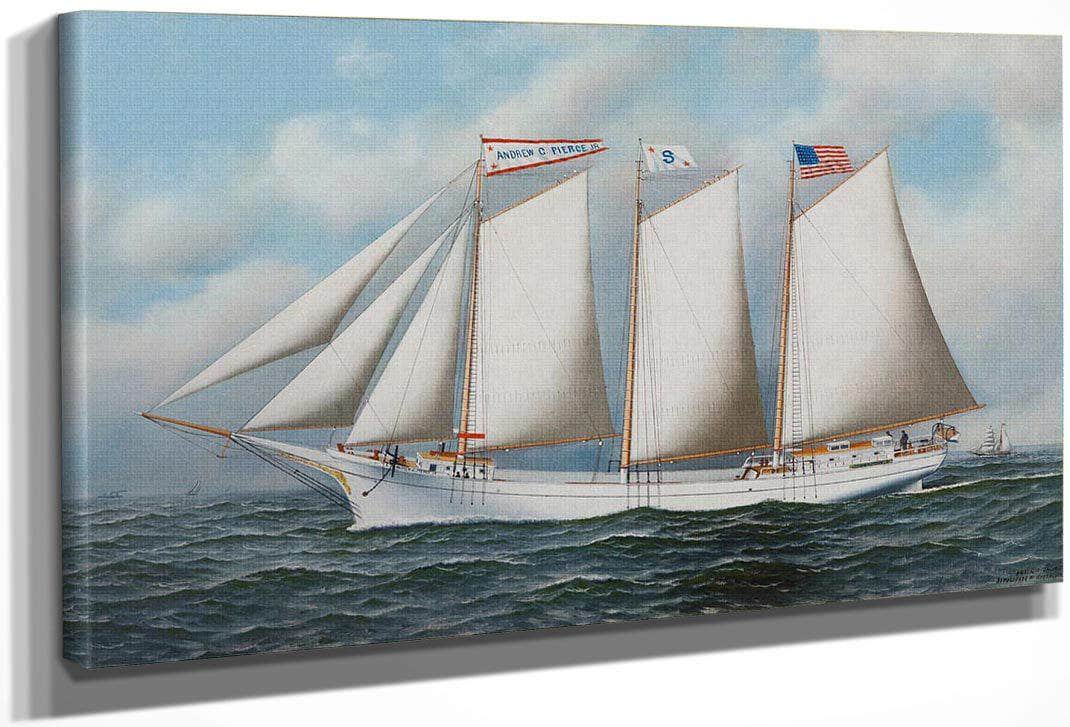 Three Masted Schooner  Andrew C. Pierce  1905 By Antonio Jacobsen Fine Art Print
