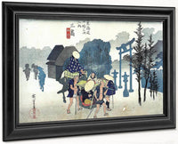 Travellers Passing A Shrine In The Mist By Hiroshige Fine Art Print