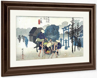 Travellers Passing A Shrine In The Mist By Hiroshige Fine Art Print