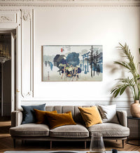 Travellers Passing A Shrine In The Mist By Hiroshige Fine Art Print