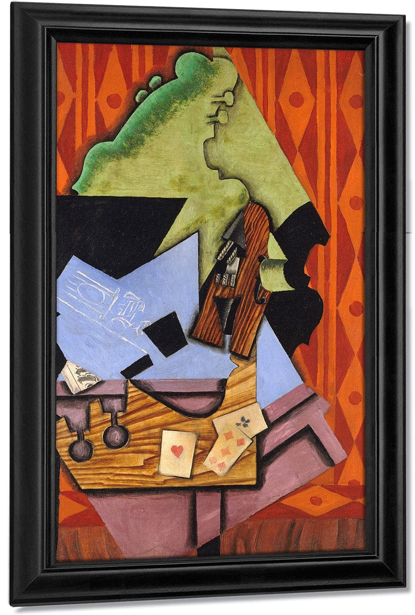 Violin And Playing Cards On A Table By Juan Gris Fine Art Print