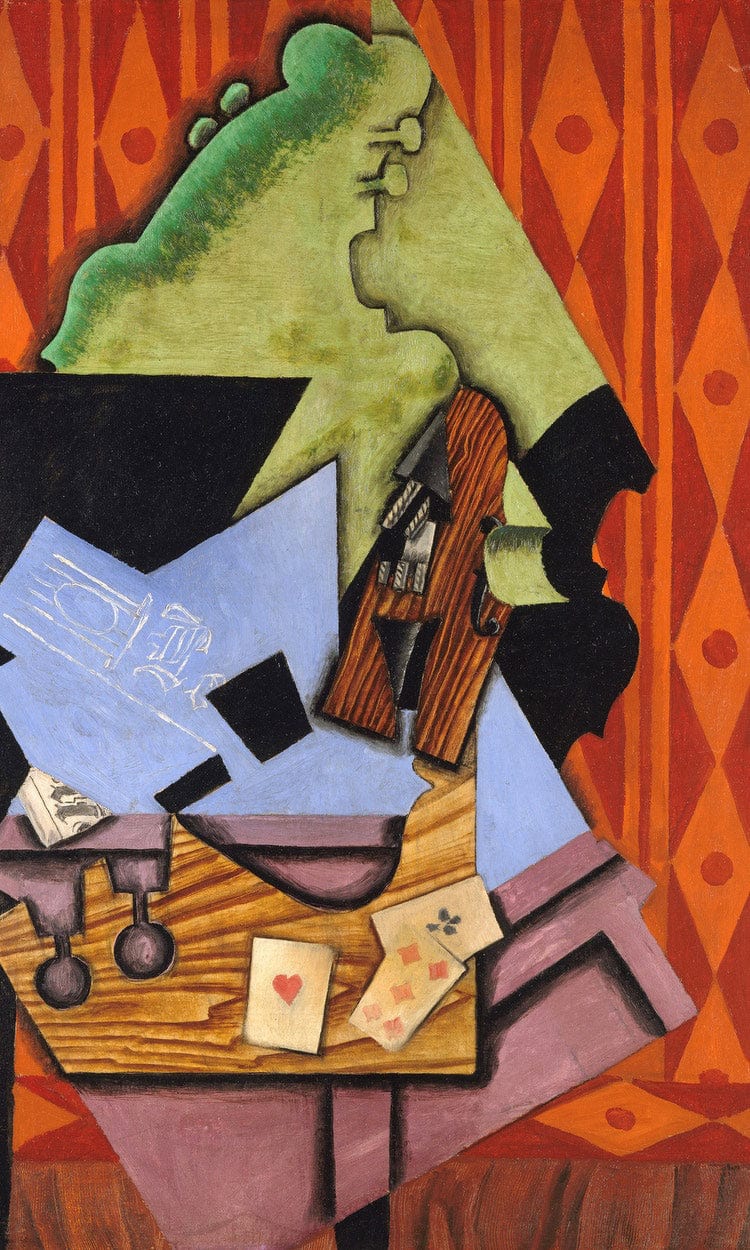 Violin And Playing Cards On A Table By Juan Gris Fine Art Print