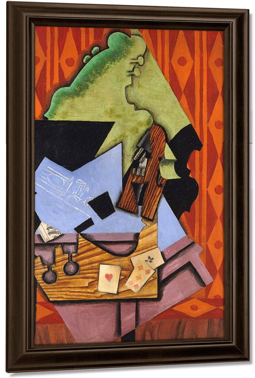 Violin And Playing Cards On A Table By Juan Gris Fine Art Print