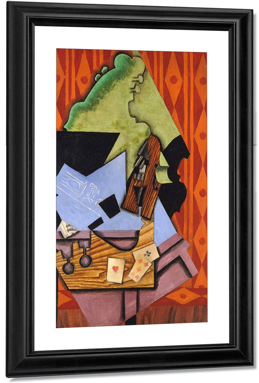 Violin And Playing Cards On A Table By Juan Gris Fine Art Print