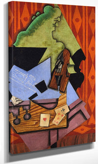 Violin And Playing Cards On A Table By Juan Gris Fine Art Print