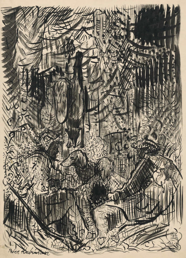 Huntsmen With Hunted Fox   by Arnold Peter Weisz Kubincan