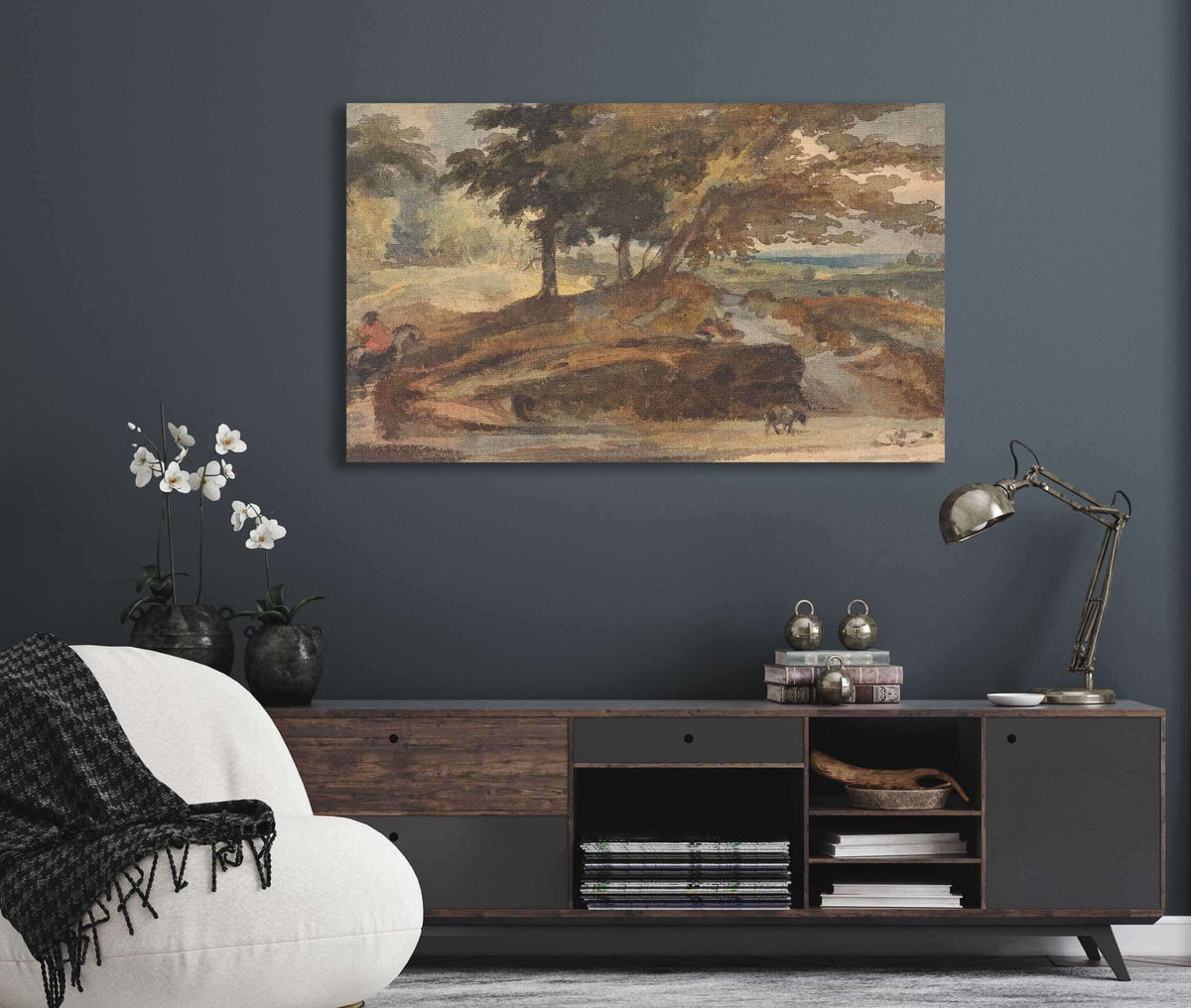 Landscape With Knoll With Trees Figure On Horseback by Thomas Sully