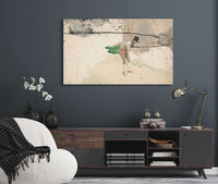 Man In Tophat And Shirtsleeves Sweeping A Walkway by Edwin Austin Abbey