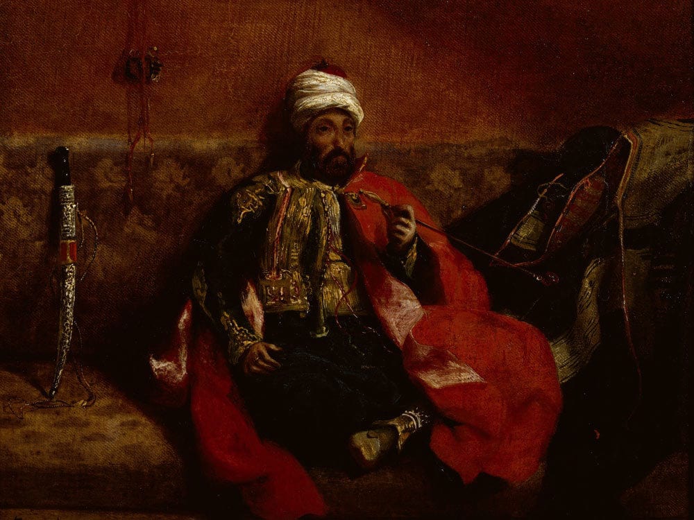 A Turk Smoking Sitting On A Sofa By Ferdinand Victor Eugene Delacroix Phoenix 4x3