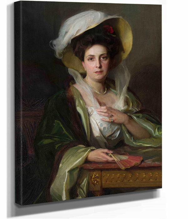 Portrait Of A Lady In A Large Hat by Philip Alexius De Laszlo