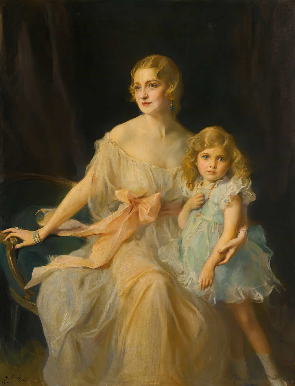 Portrait Of Mrs Claude Leigh And Miss Virginia Leigh by Philip Alexius De Laszlo