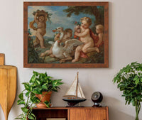 Putti Adorning A Swan With A Garland Of Flowers by Charles Joseph Natoire