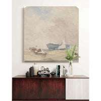 Sea Study With Hulk Sailing Boat And Rowing Boat S by David Cox