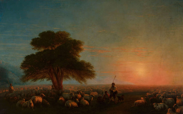Shepherds With A Flock Of Sheep by Ivan Konstantinovich Aivazovsky