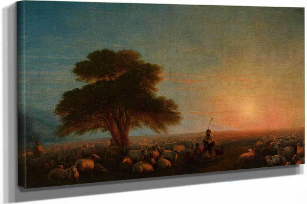 Shepherds With A Flock Of Sheep by Ivan Konstantinovich Aivazovsky