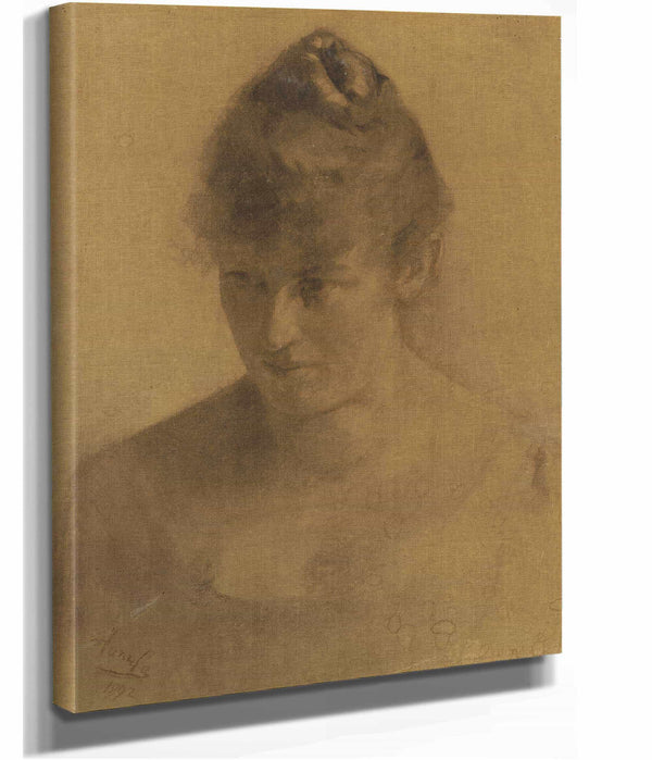 Study Of A Womans Head by Jozef Hanula