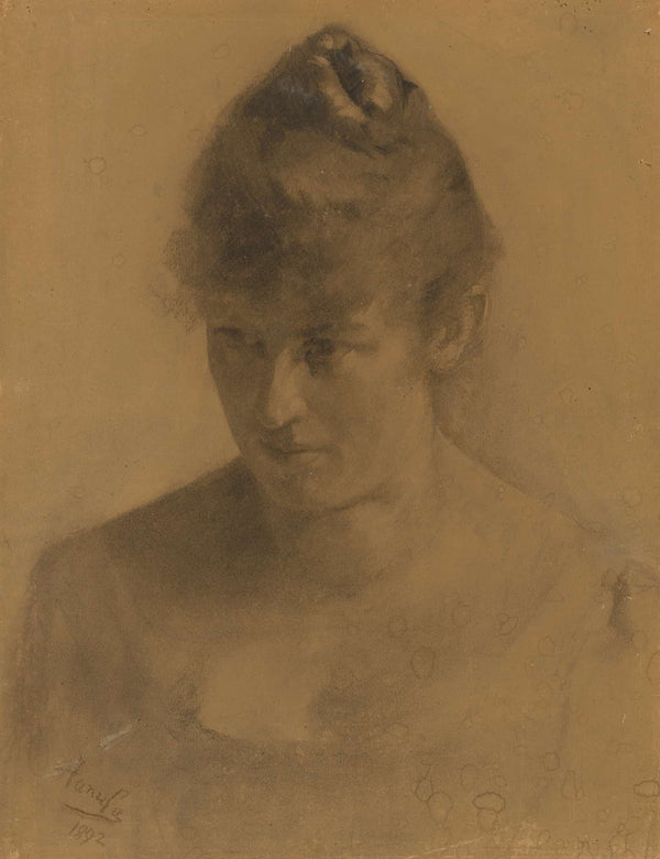 Study Of A Womans Head by Jozef Hanula