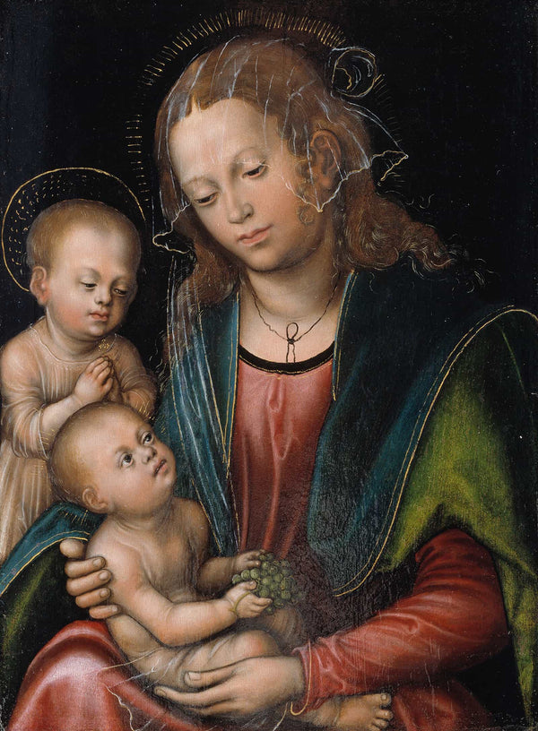 Virgin And Child Adored By The Infant St John by Lucas Cranach The Elder