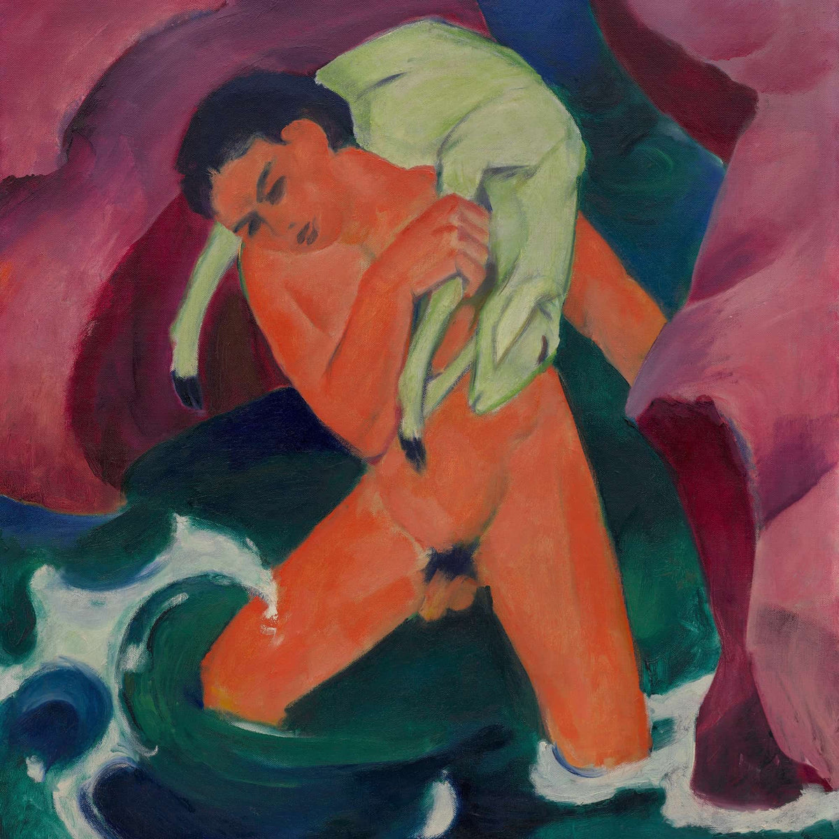 Young Boy With A Lamb The Good Shepherd by Franz Marc