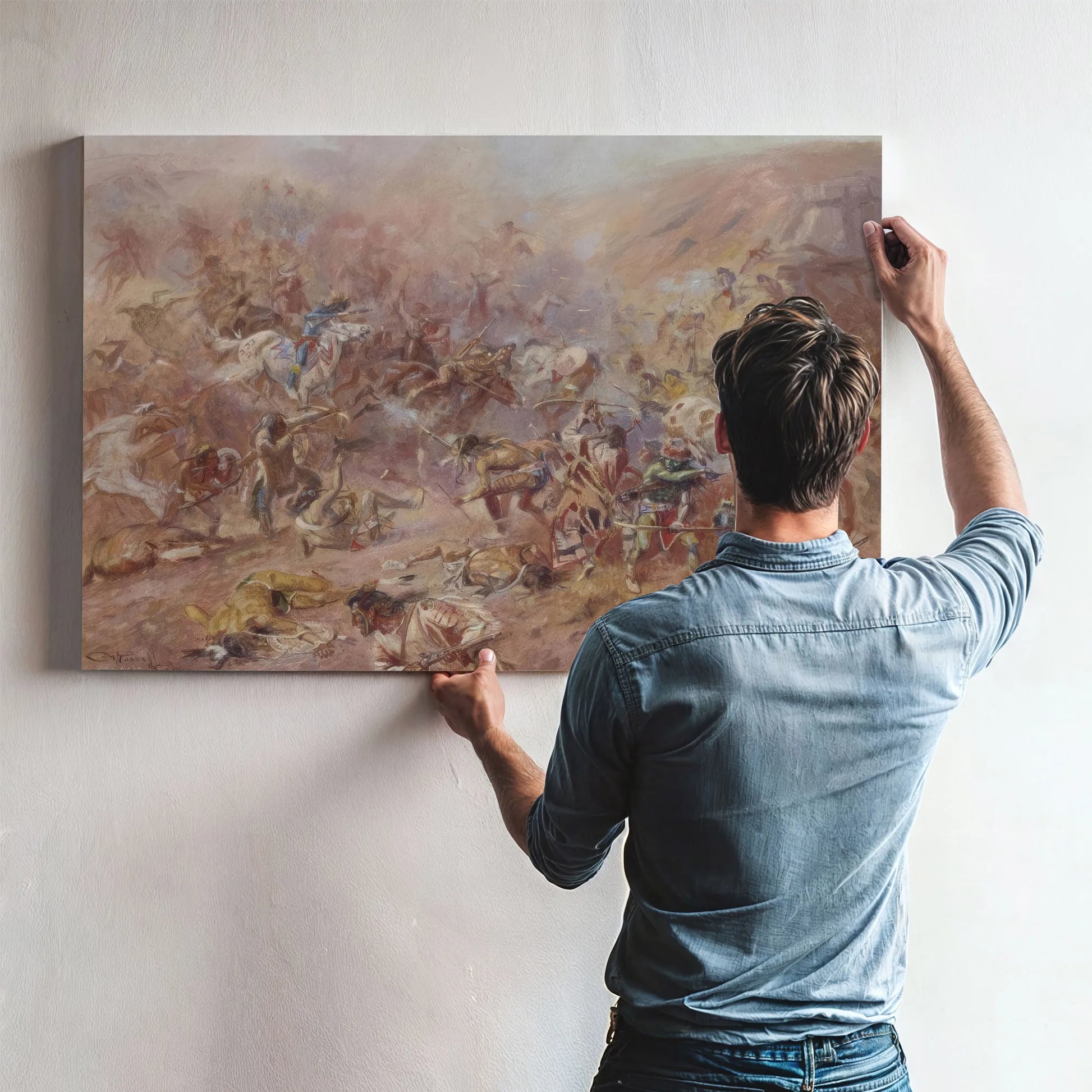 The Battle At Belly River By Charles Marion Russell Fine Art Print