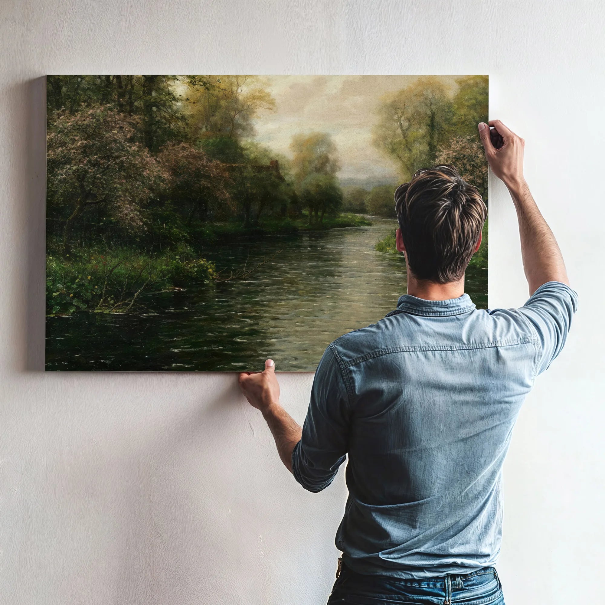 French River Landscape By Louis Aston Knight Fine Art Print