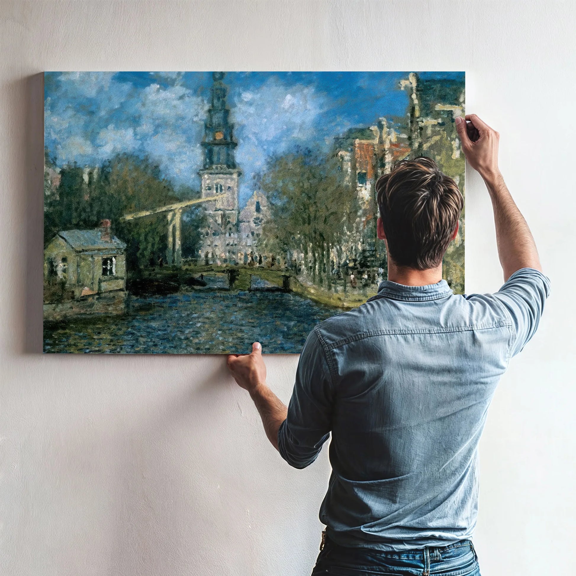Zuiderkerk At Amsterdam Looking Up The Groenburgwal By Claude Monet Fine Art Print