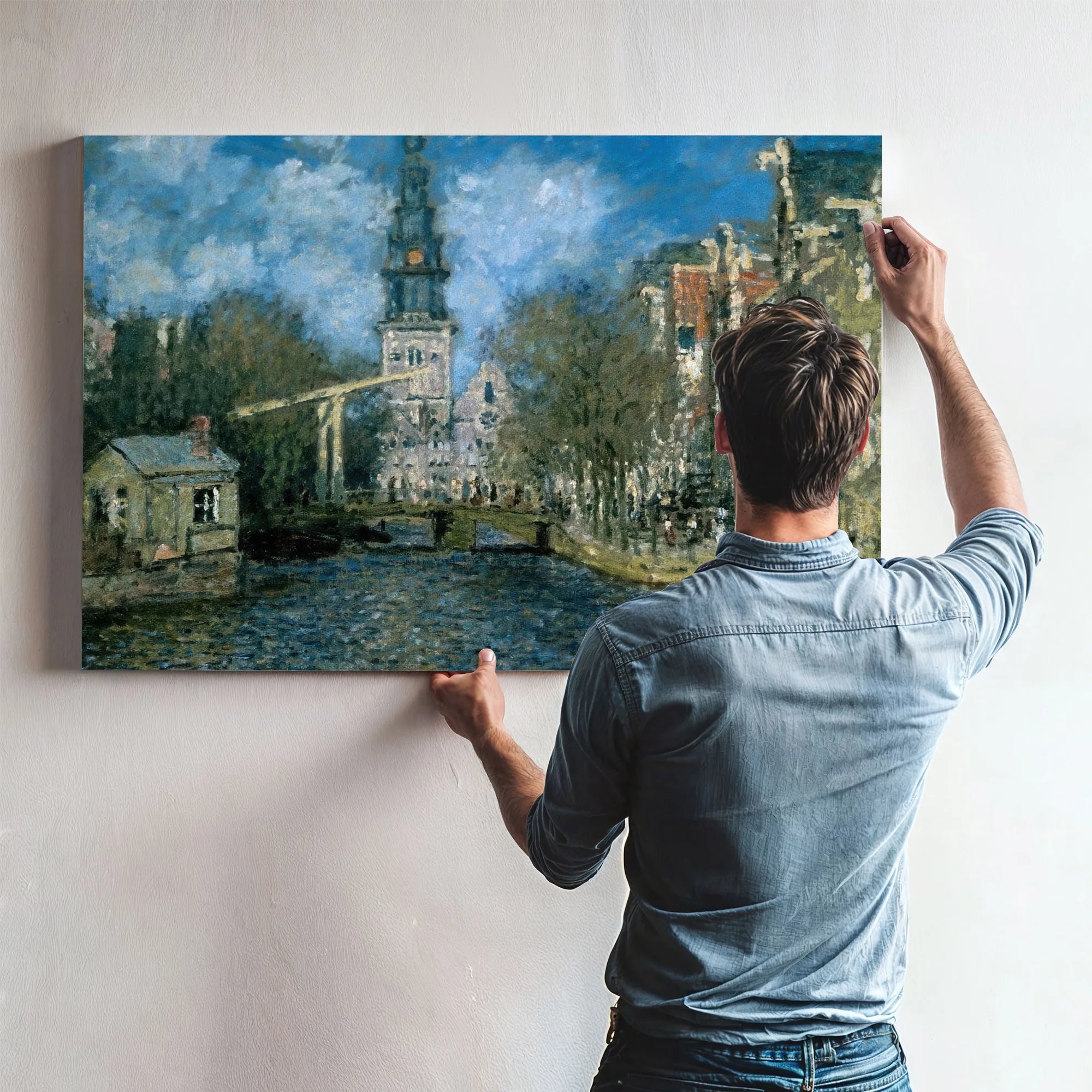 Zuiderkerk At Amsterdam Looking Up The Groenburgwal By Claude Monet Fine Art Print