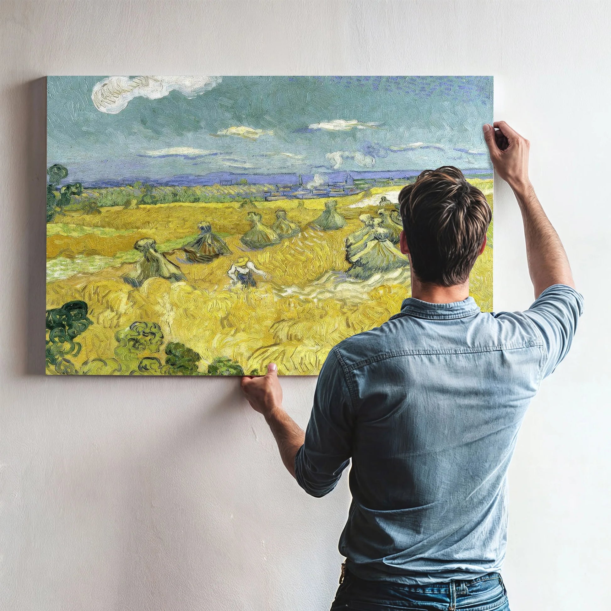 Wheat Fields With Reaper Auvers By Vincent Van Gogh Fine Art Print