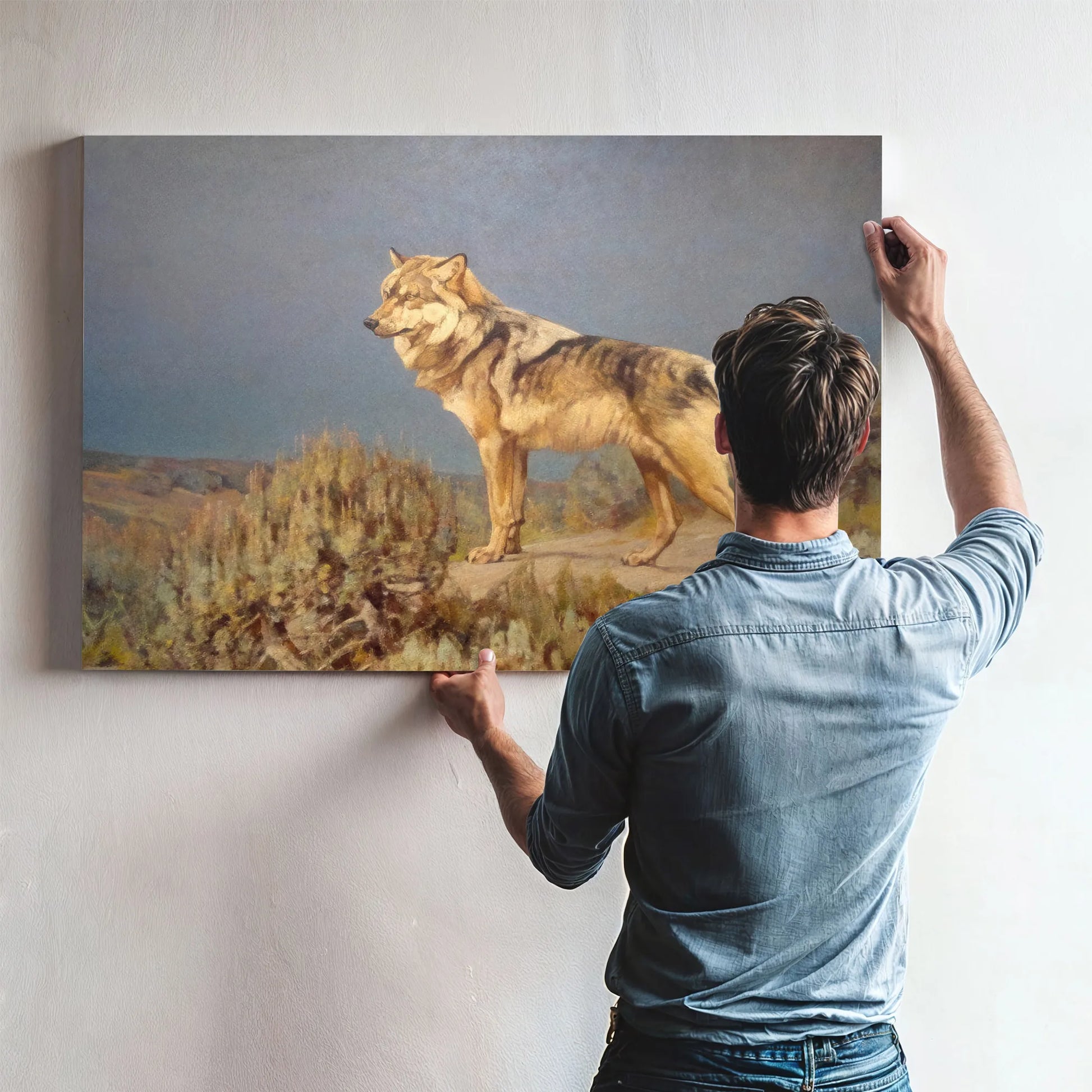 Grey Wolf Standing On A Bluff By Carl Rungius Fine Art Print