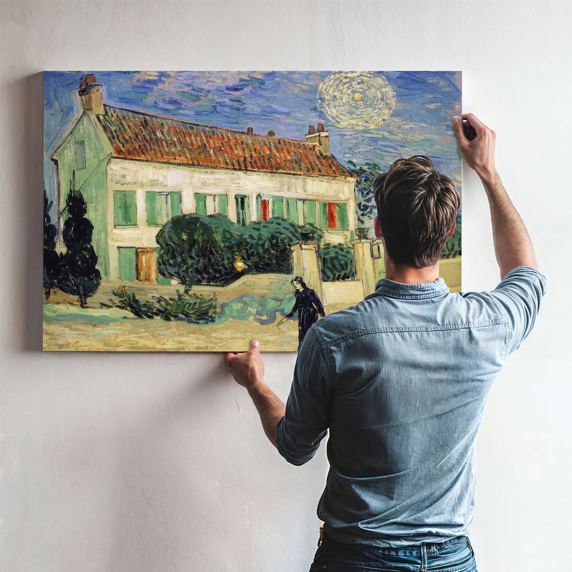 White House At Night By Vincent Van Gogh Fine Art Print