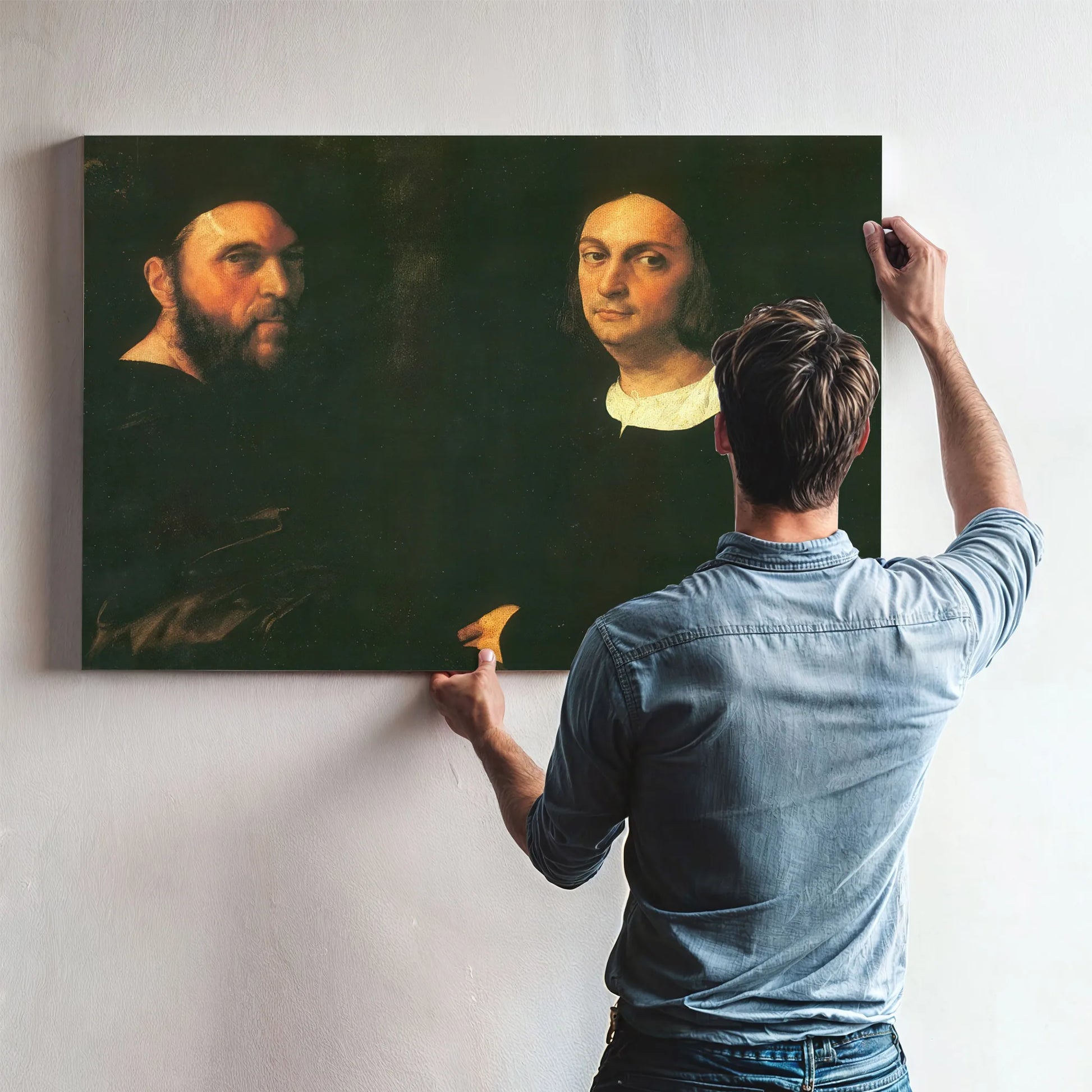 Double Portrait Of Andrea Navgero And Agostino Beazzano By Raphael Fine Art Print