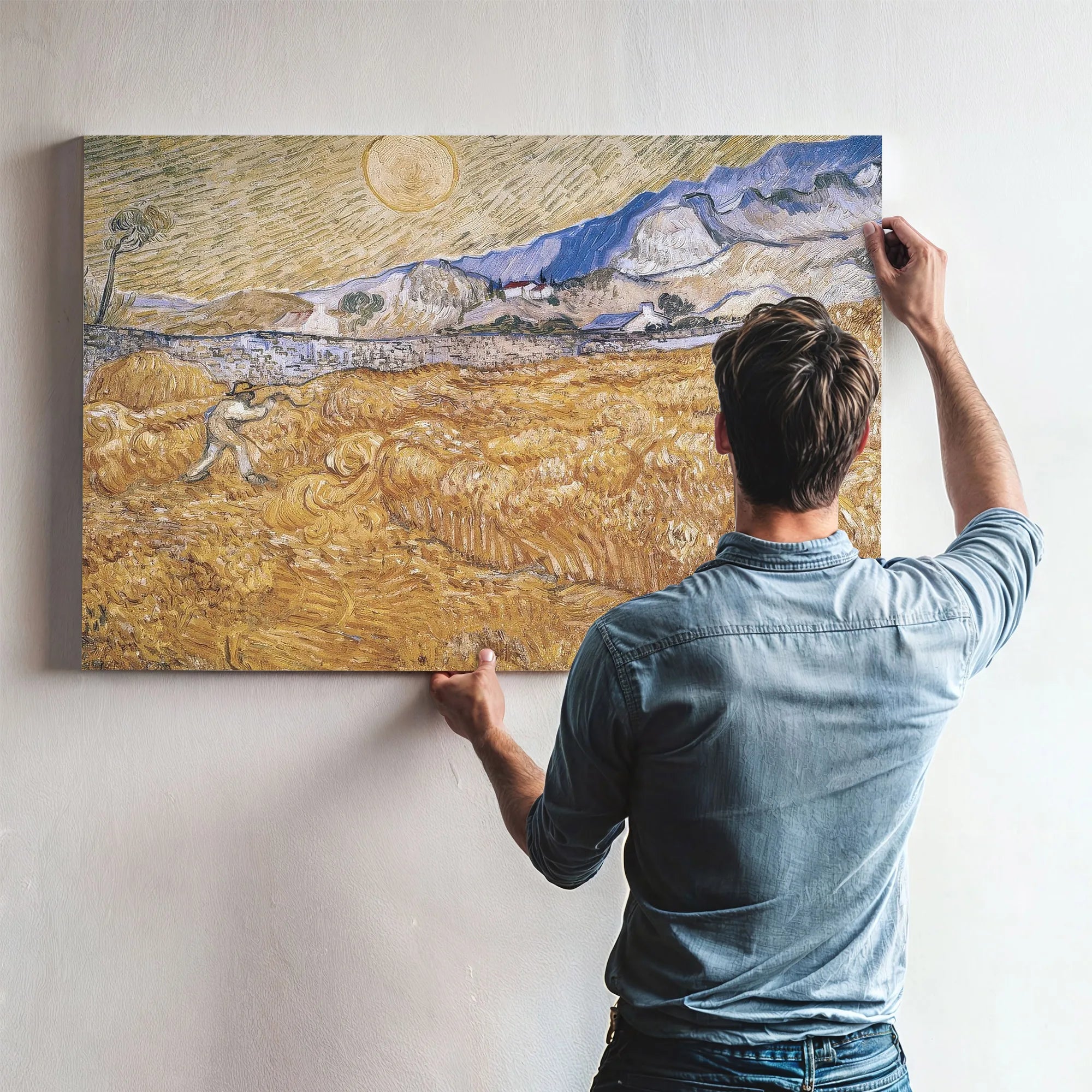 Wheat Field With Reaper (Harvest In Provence) By Vincent Van Gogh Fine Art Print
