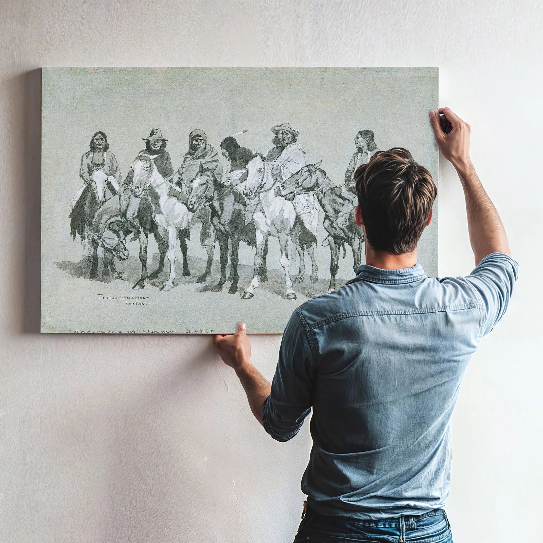 Waiting For The Beef Issue by Frederic Remington