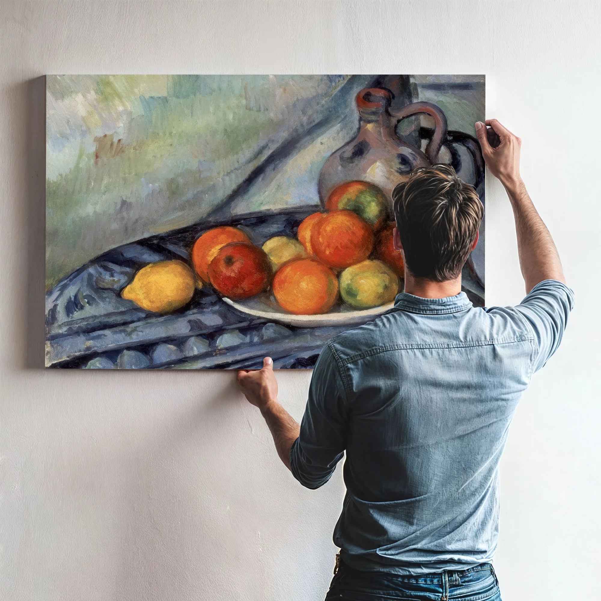 Fruit And A Jug On A Table By Paul Cezanne Fine Art Print