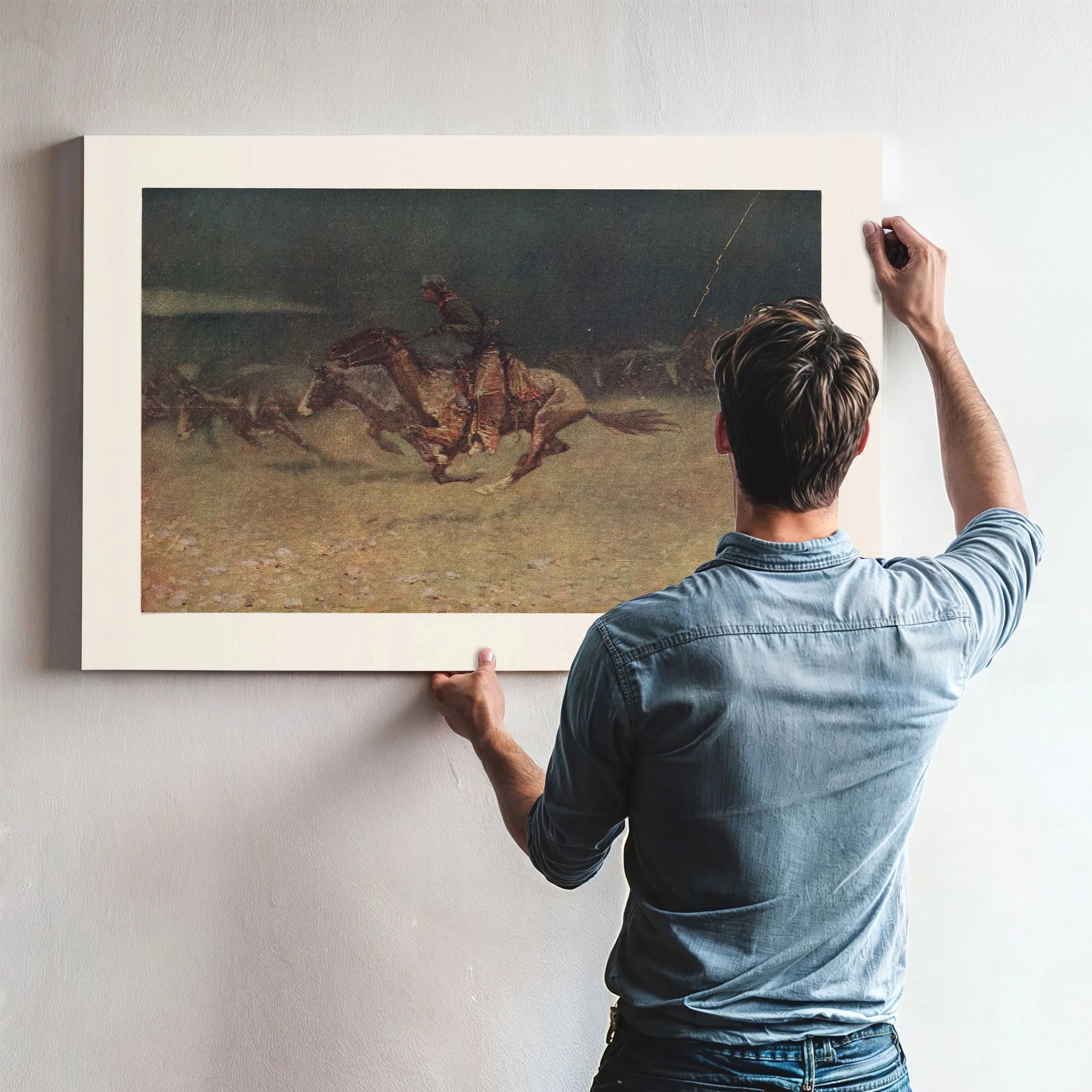The Stampede By Lightning by Frederic Remington