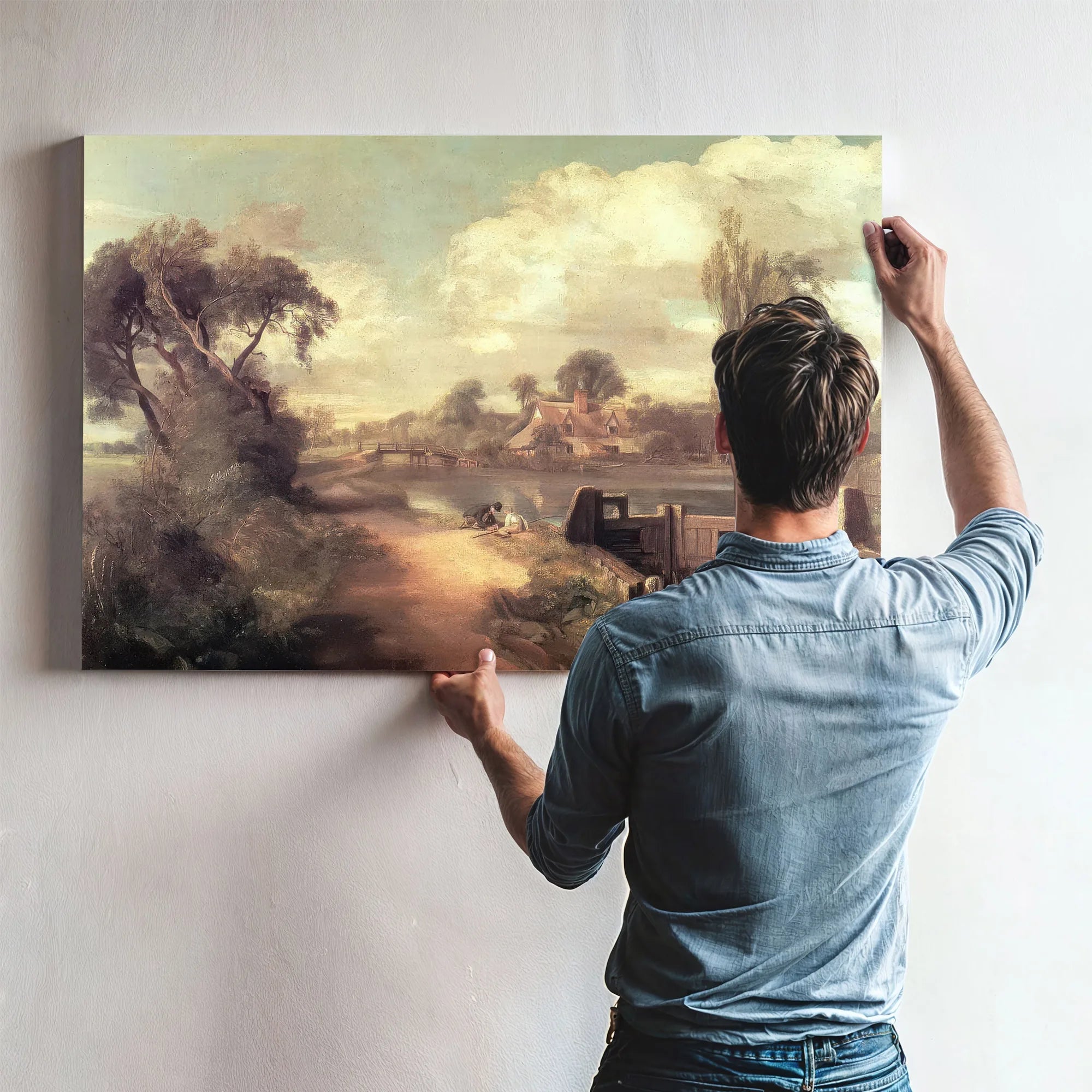 Landscape Boys Fishing By John Constable Fine Art Print