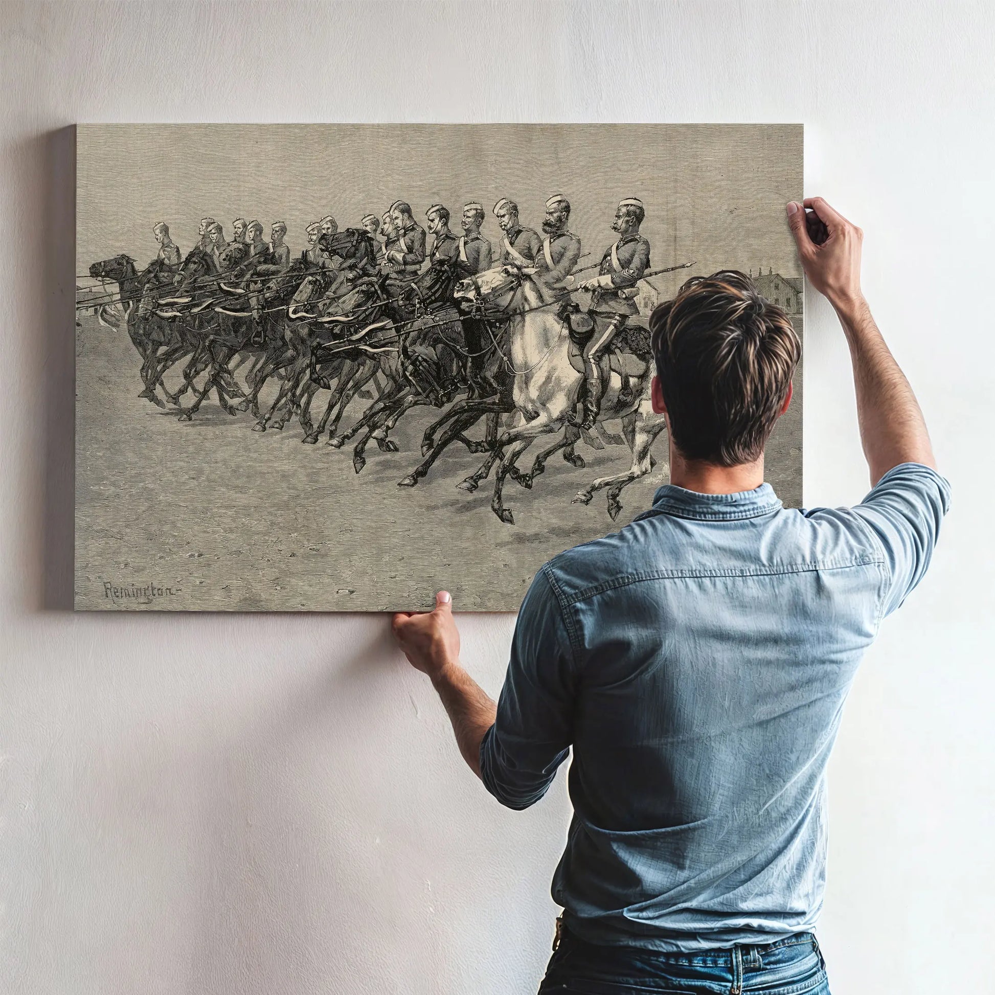 The Canadian Mounted Police On A Musical Ride Charge by Frederic Remington