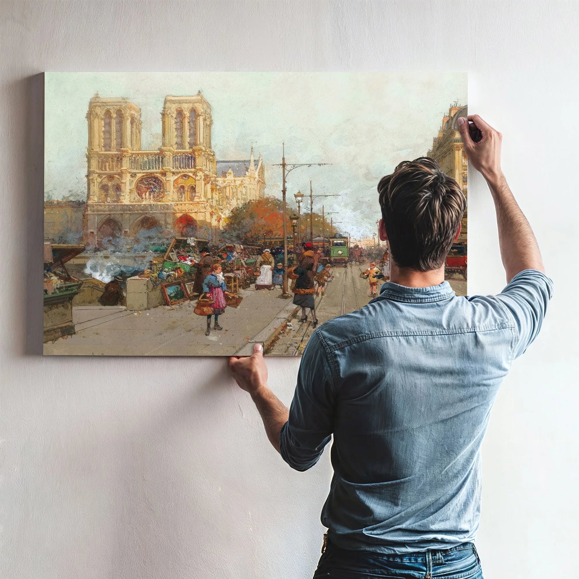 Notre Dame De Paris Vue Du Quai De Montebello By Eugene Galien Laloue Fine Art Print