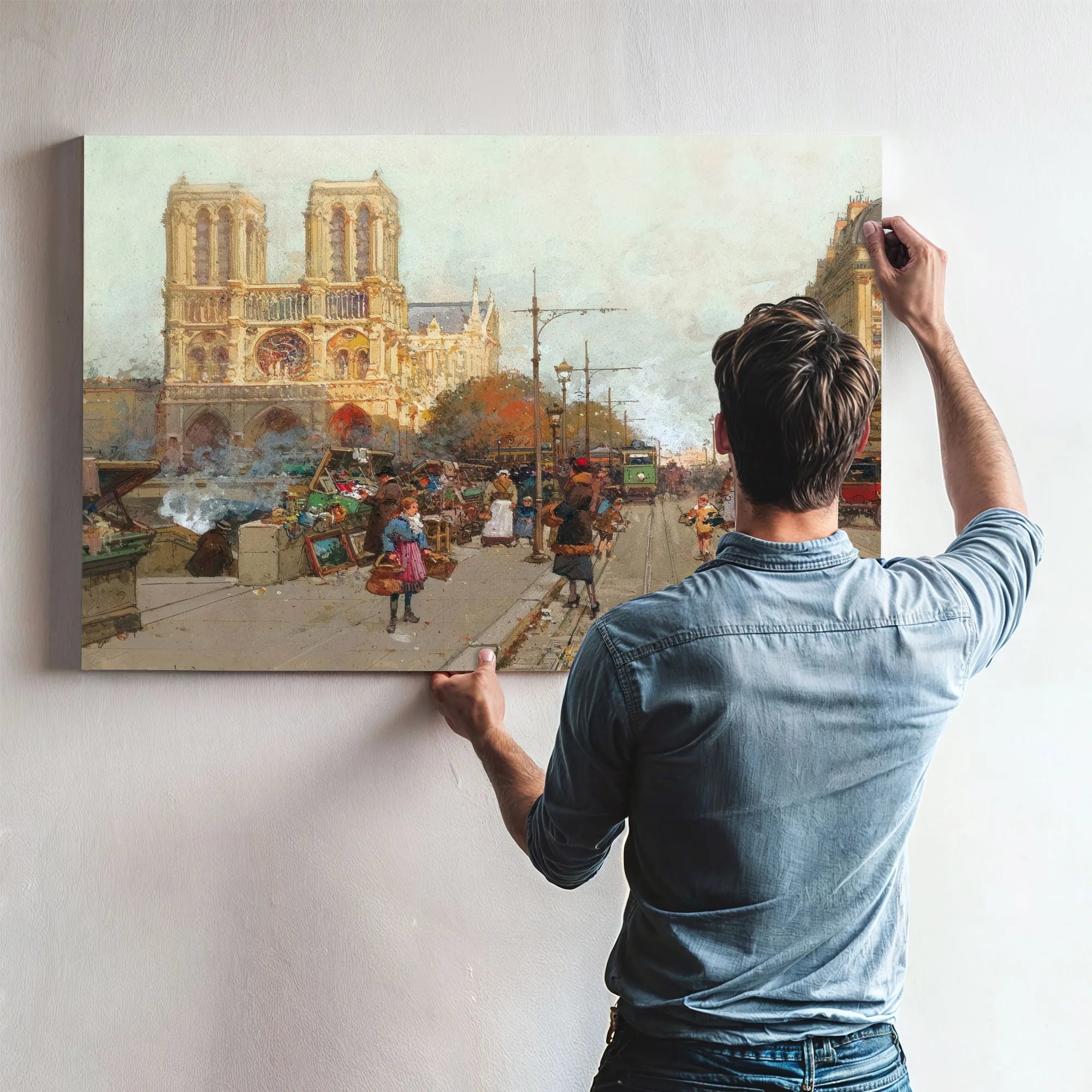 Notre Dame De Paris Vue Du Quai De Montebello By Eugene Galien Laloue Fine Art Print