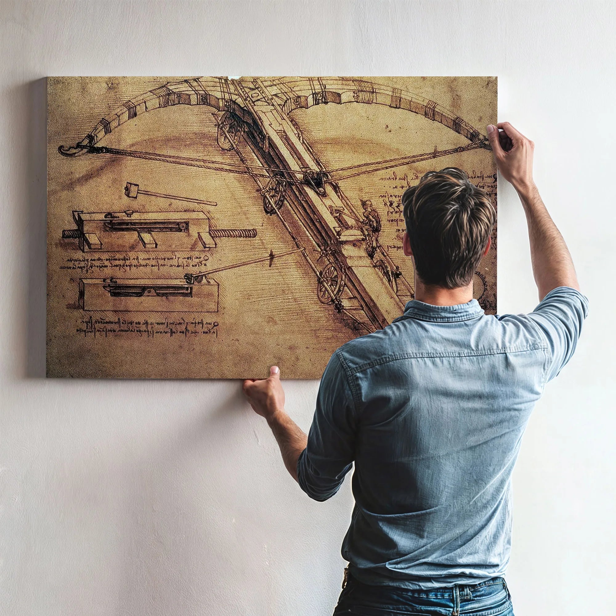 Design For A Giant Crossbow Detail From Fol. 149B R From The Codex Atlanticus By Leonardo Da Vinci Fine Art Print