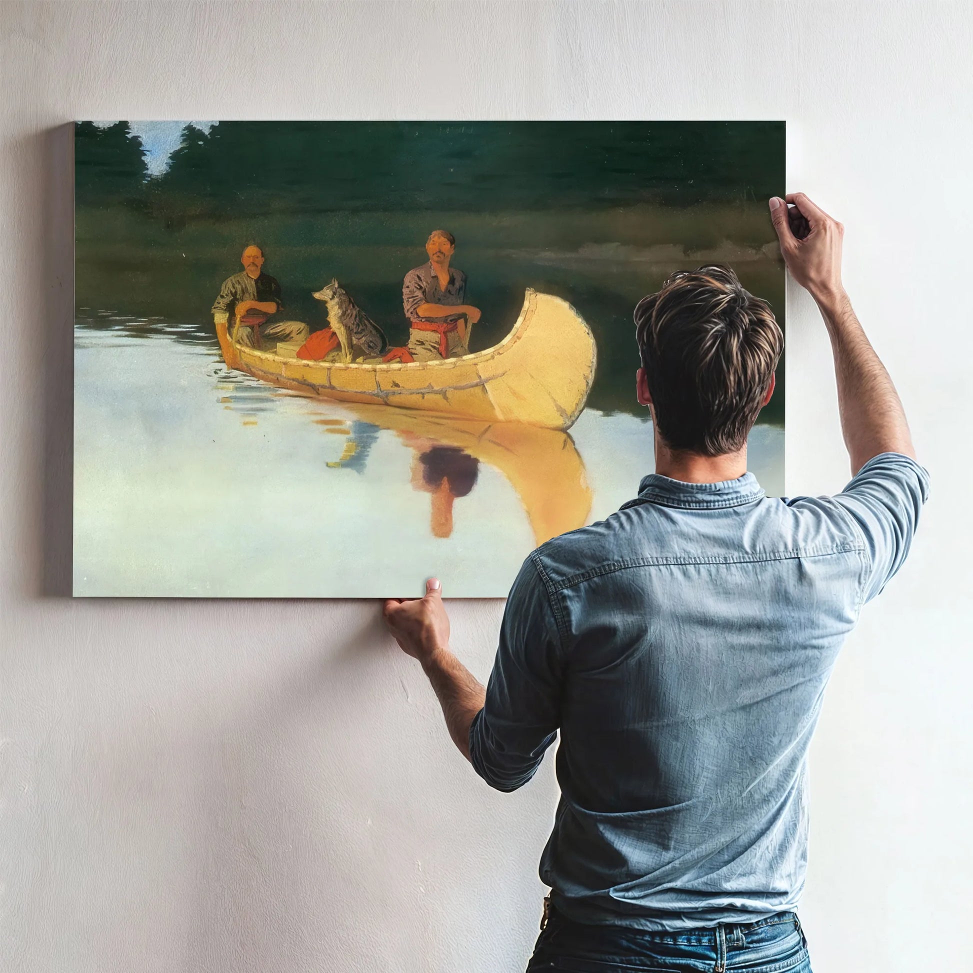An Evening On A Canadian Lake By Frederic Remington Fine Art Print