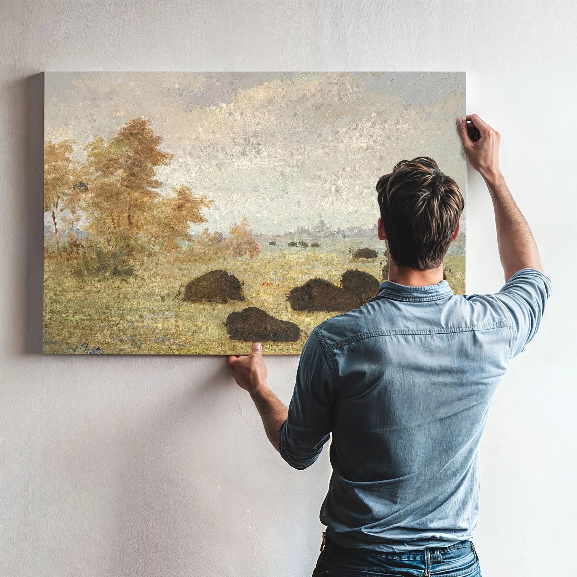 Stalking Buffalo, Arkansas By George Catlin Fine Art Print