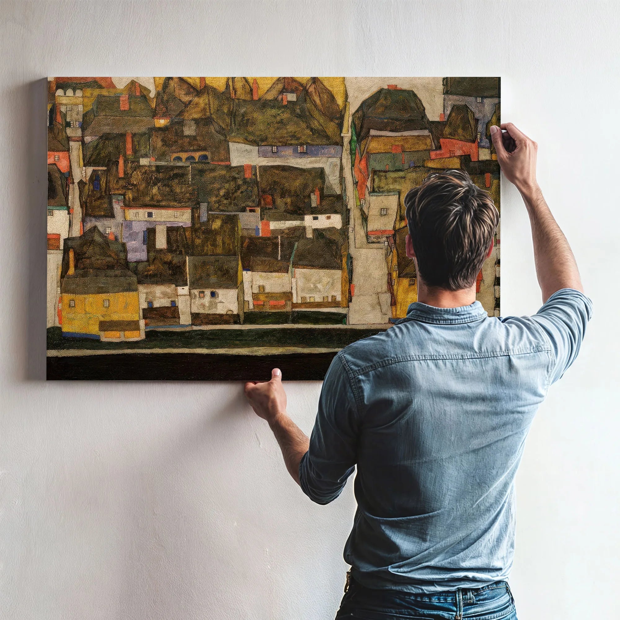 Krumau On The Moldova Town Iii 1914 99 5X120 5Cm Leopold Museum By Egon Schiele Fine Art Print